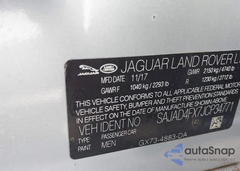 2018 Jaguar Xe 25T Premium из США, поврежденный, VIN SAJAD4FX7JCP34771